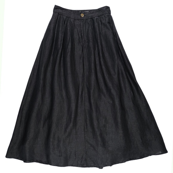 Anthropologie Linen Blend Black Maxi Skirt Size 4 - Picture 4 of 13